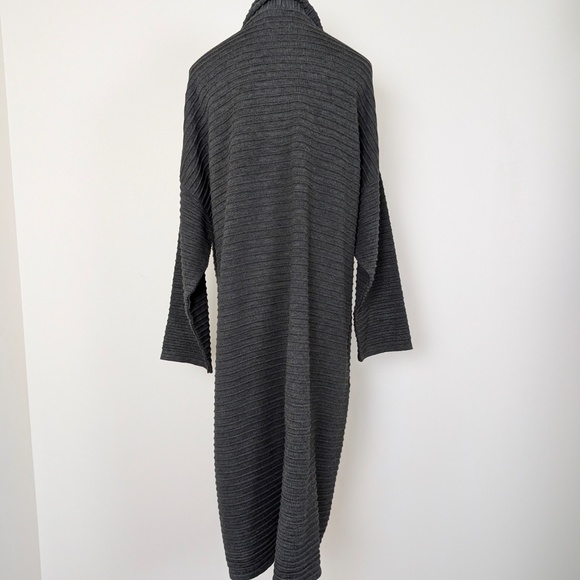 Luukaa Anthracite Wool Duster Long Cardigan Wide Sleeve Maxi Button Closure - Picture 7 of 12